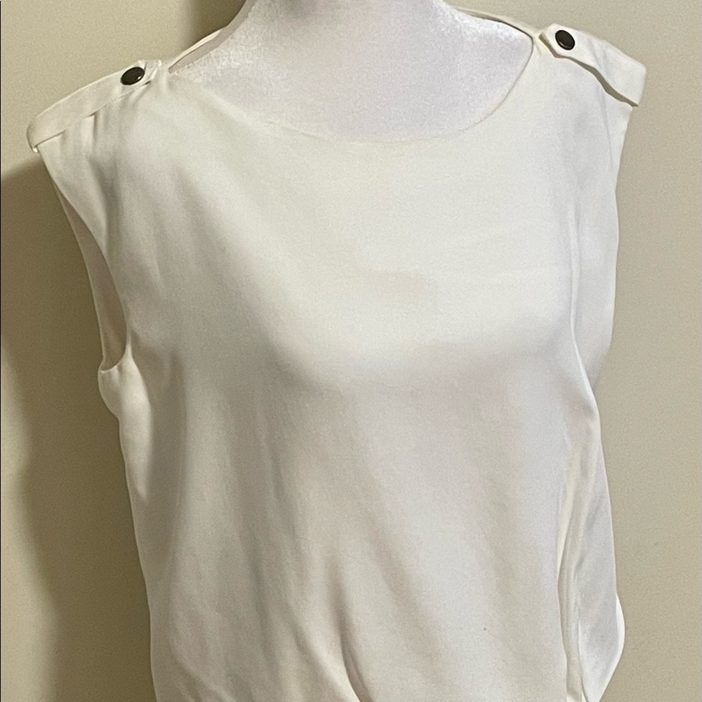 W By Worth Womens Blouson Dress Ivory Knee Length Cap Sleeve Lycell 6 New